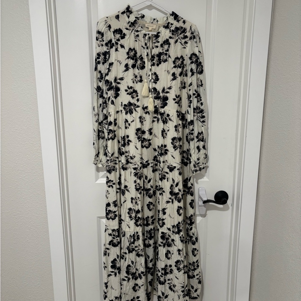 Roolee White and Black Floral Maxi Dress (S)